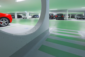  Arturo-Bodensysteme für Parkhäuser und Tiefgaragen sind hochbelastbar, abriebfest und rutschhemmend. Eine große Auswahl an Farben ermöglicht es, Parkflächen übersichtlich und nutzerfreundlich zu gestalten 