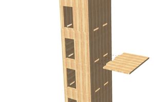  Treppenhauskern in vorgespannter Brettsperrholzbauweise 