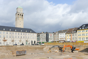  Ambitionierte Stadtentwicklung gleich in Nachbarschaft des Mülheimer Rathauses: Bis Frühjahr 2019 entsteht hier das neue Quartier Schloßstraße  