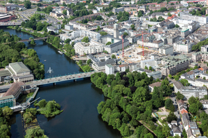  Die Baustelle auf dem ehemaligen Kaufhof-Gelände aus der Luftperspektive 