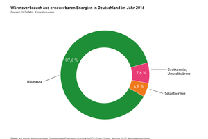  Wärmeverbrauch aus erneuerbaren Energien in Deutschland im Jahr 2016. Gesamt: 162,4 Mrd. Kilowattstunden 