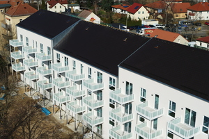  Im Erdgeschoss verfügen die Wohnungen über Gärten, alle anderen haben Balkone mit Blick ins Grüne 