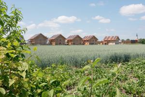  Idyll am Stadtrand von Ergolding: Die neu errichteten Mehrfamilienhäuser grenzen unmittelbar an Feld- und Wiesenflächen an. 