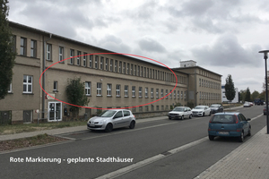  Das einstige Verwaltungsgebäude, das in Stadthäuser umgewandelt wird 