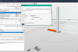  In dem Projekt arbeiten TGA-Planung, Tragwerksplanung, Architektur und Holzbau BIM-basiert. In der Abbildung lassen sich die sogenannte Issues nach der Modellprüfung des TGA-Modells erkennen sowie im Fenster „Problemdetails“ deren Beschreibung. Die Issues können anschließend an den Fachplaner zur Problembehebung zurückgespielt werden 