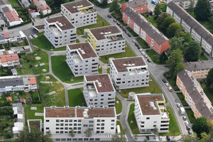 Das Iser-Quartier in Neugablonz besteht aus sieben modernen Punkthäusern und einem Langhaus 