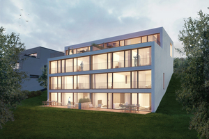  Wohnbauprojekt im luxemburgischen Wasserbillig: Das Gebäude ist als viergeschossiger Holzhybridbau konzipiert und beinhaltet vier Maissonette-Wohnungen.  Die Planung verlief auch hier integral 