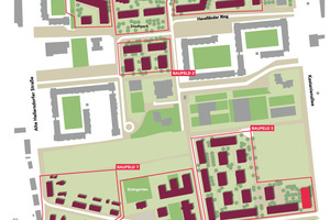  Die Quartiersentwicklung umfasst sieben Baufelder mit Wohnungsneubau, zwei Quartiersgaragen sowie die Sanierung des historischen Stadtgutes Hellersdorf als Gewerbeareal in Baufeld 6 