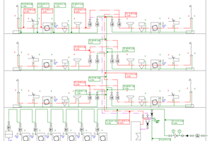  Abb. 4: Rohrschema mit den Berechnungsdurchflüssen nach Tabelle 1 