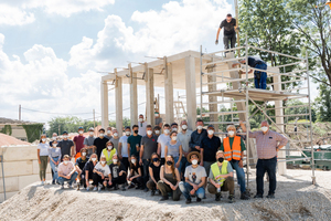  Studierende der Architektur und des Bauingenieurwesens der Hochschule München bauen einen Muster-Pavillon aus Recyclingbeton auf dem Gelände der ehemaligen Bayernkasere 