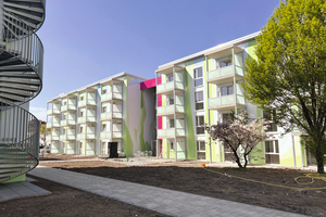 Ausgezeichneter Neubau: Ansicht eines Gebäudeteils der mit neuen Materialien gebauten „Anna-Sophien-Höfe“  