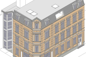  Für ein Bestandsgebäude wurde eine Sanierung geplant, inklusive Dachgeschossausbau 