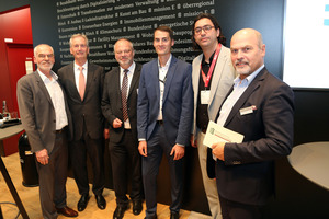  Stellten das Konversionsprojekt Friedberg auf der EXPO REAL vor (v.l.n.r.): Claus Niebelschütz (BImA-Hauptstellenleiter Verkauf Koblenz), Prof. Stefan Hertwig (Cornelius Bartenbach Haesemann &amp; Partner), Dirk Antkowiak (amtierender Bürgermeister Stadt Friedberg), Tobias Brandt (Leiter Stadtplanungsamt Stadt Friedberg), Kjetil Dahlhaus (künftiger Bürgermeister Stadt Friedberg) und Moderator Bernd Morneweg 