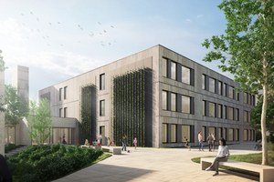  Bei der Realisierung des Heisenberg Gymnasiums in Dortmund kommt erstmals in Deutschland grüner Stahl im Modulbau zum Einsatz. Damit reduzieren sich die CO₂-Äquivalente bei der Herstellung des Modulgebäudes um absolut 316 t oder rund 30 % im Vergleich zu Massivbau 