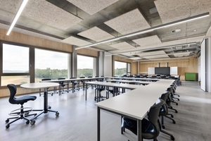  CONCRETCOOL ermöglicht glatte Deckenansichten, die Kiefer-Luftauslässe werden flächenbündig in die Betondecken integriert 