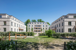  MIOS besteht aus fünf Mehrfamilienhäusern auf dem Gelände des Ludwig Hoffmann Quartiers in direkter Nachbarschaft zum Bucher Forst 