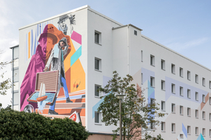  Dank der langen Offenzeit eignete sich Evocryl optimal für die Umsetzung des Kunstwerkes. So konnte Raddatz die Produkte trotz hoher Temperaturen wie gewünscht verarbeiten 