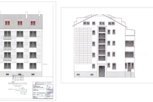  Abbildung 7: Kollektorplanung an der Fassade (links Süd-, rechts Ostfassade) 