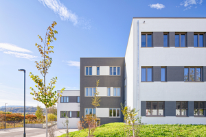  Das Bauwerk wurde als ein von Norden nach Süden ausgerichteter Riegel auf dem Grundstück platziert, der bewusst von der nahe liegenden Wohnbebauung abrückt. Massiv errichtete Technik- und Lagerbereiche „verschwinden“ im Hang 