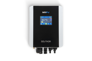  Der SOL•THOR ist das autarke Pendant: Die PV-Module werden direkt angesteckt, Warmwasser aus Gleichstrom erzeugt 