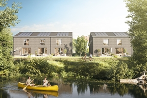  Die Wüstenrot Haus- und Städtebau GmbH (WHS) realisiert in Bietigheim-Bissingen in Baden-Württemberg, direkt an der Enz, aktuell fünf Reihen- und Doppelhäuser 