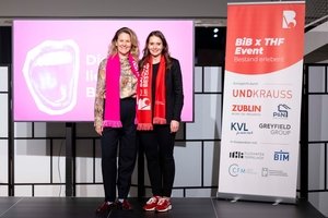  Diana Anastasija Walcher-Radke und Sarah Dungs, die Vorständinnen vom Verband für Bauen im Bestand e. V. auf dem BiB-Event 2025 