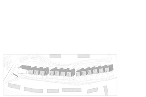  Balkone und Loggien sind in Göttingen auf der Gartenseite durch ein extra Bauteil aus Betonfertigteilen im klaren Fassadenraster entstanden. Der Lageplan verdeutlicht die leichte Krümmung der Straße 