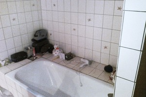  Mehr Platz und Offenheit durch die Versetzung der Badewanne. In diesem Badezimmer entfernte das Team von Alexander Tenhagen die Ablagefläche, die rund um die alte Wanne führte. Dadurch konnten sie die neue Badewanne direkt an der Wand platzieren. So hat der Raum etwa 30 cm mehr Platz gewonnen 