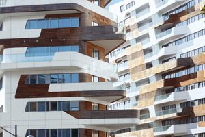  „City Life“: Auf dem ehemaligen Mailänder Messegelände „Ex-Fiera“ bauten drei Star-Architekten ein autofreies Stadtquartier. Zum Einsatz kamen Fenster von Schüco aus Aluminium 