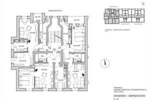  Die denkmalgeschützte Mehrfamilienhausgruppe im Leipziger Stadtteil Mockau beherbergt insgesamt 19 etwa 45 bis 60 m2 große Wohnungen sowie eine 113 m2 große Arztpraxis. 