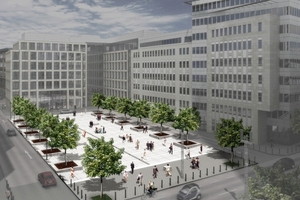  Nach der Neugestaltung öffnet sich der Blittersdorffplatz zur Mainzer Landstraße hin und wird zum attraktiven Entree, Entwurf: Kissler und Effgen, Architekten BDA, Wiesbaden 