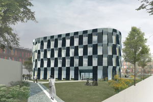  Perspektive zum Erweiterungsbau des UBA DessauEntwurf: Anderhalten Architekten, Berlin 