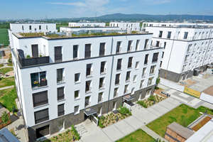  Mit dem Quartier-Mitte im Stadtteil Riedberg in Frankfurt am Main entsteht eine der größten Passivhaus-Wohnanlagen in Europa. 