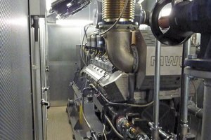  Der Verbrennungsmotor ist das Herz des BHKW: Er treibt den Generator an, der Strom und gleichzeitig Wärmeenergie produziert 