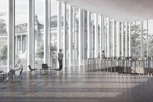  Blick in den Innenraum: Das neue Infocenter soll künftig der zentrale Eingang für die jährlich rund 2,4 Mio. Besucher des Reichstagsgebäudes sein 
