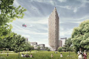  Visionäre Holz-Architektur: C.F. Møller Architects planen in Stockholm den Bau eines 34-stöckigen Wohnhauses in Holzbauweise mit einem Betonkern  