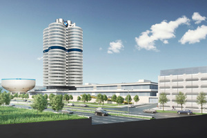  Markantes Ensemble: Das Parkhaus trägt zur Profilbildung des BMW Group Standortes in München bei 