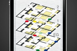  Pro Etage wird ein Grundriss ­visualisiert, so dass eine Übersicht der Lage und des Zustandes aller angeschlossenen Fenster entsteht 