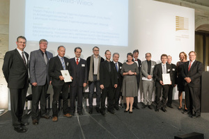  Bundesbauministerin Dr. Barbara Hendricks und das prämierte Team Deutscher Ingenieurbaupreis 2016 